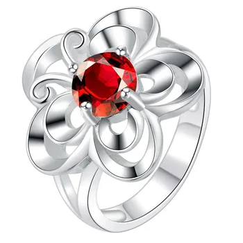 Skaists Sudraba krāsas ziedu pirkstu gredzeni ar AAA zircon kristāla modes rotaslietas puses gredzeni sievietēm augstākās kvalitātes ar zemu cenu